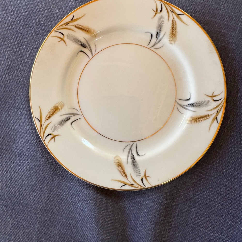 Vintage DW Japan Fine China – Set of 4 Bread Plates (Mid-Century Wheat Pattern)